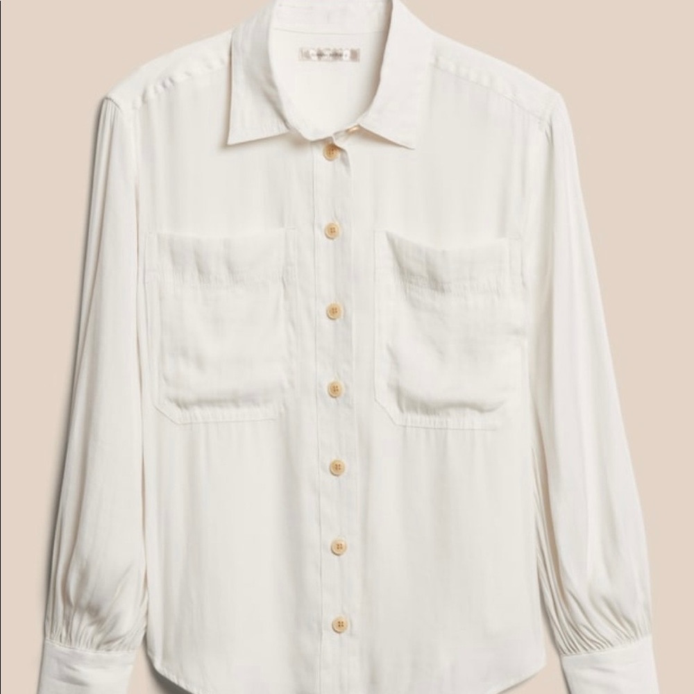 banana republic balloon sleeve shirt, white
